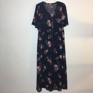 Floral sheer button down duster dress